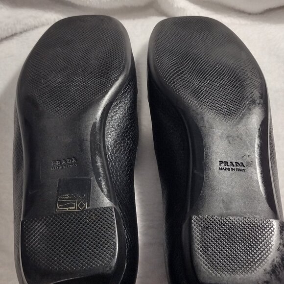 Vintage Prada Women Black loafers with white stitching  (US 9) - Picture 3 of 6